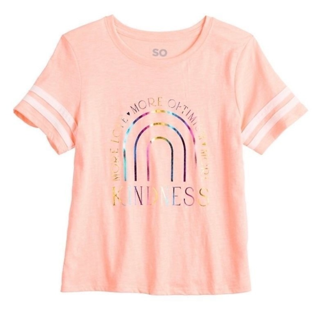 NWT Girls SO Favorite Boxy Graphic Tee Rainbow Kindness XS 6-6X